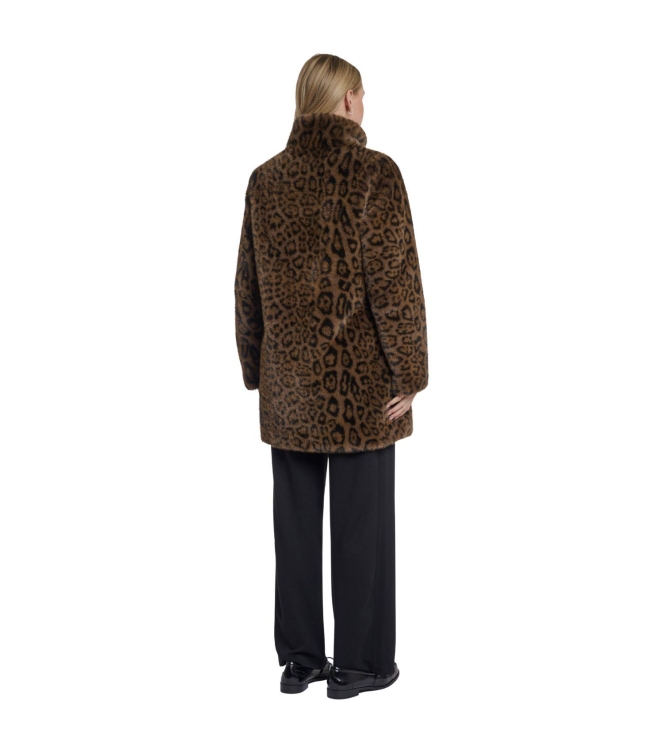 Rino en Pelle Single breasted fake fur coat 8980 leopard