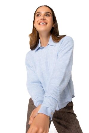 Caroline Biss Pull geribt vleermuismouw 27 Soft blue