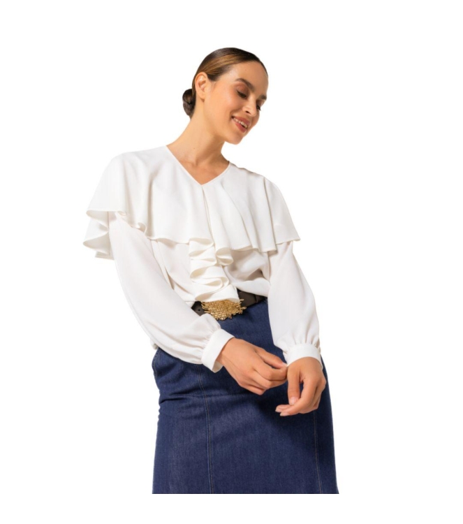 Caroline Biss Tuniek mousseline volant 93 Cream