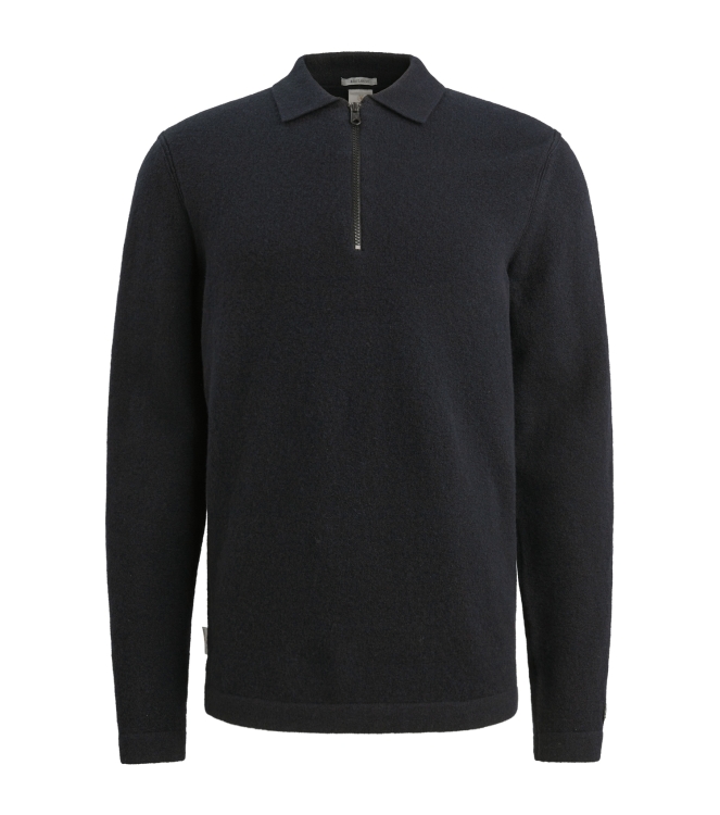 Cast Iron Long sleeve polo shirt regular woo 5287 Drak Sapphire