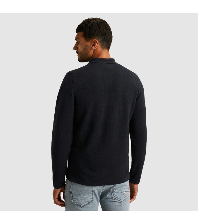 Cast Iron Long sleeve polo shirt regular woo 5287 Drak Sapphire