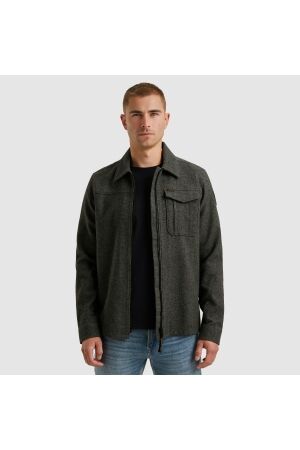 PME Legend LONG SLEEVE SHIRT Woolblend Herrin Dark Grey Melee