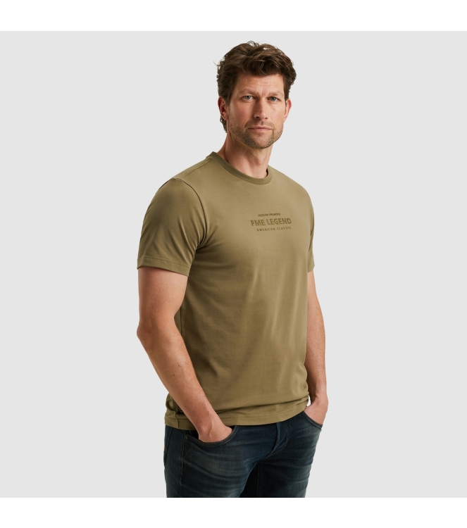 PME Legend Short sleeve r-neck cotton elastan 6389 Dusky green