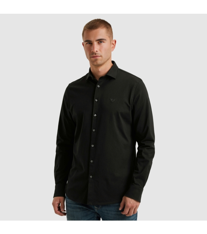 PME Legend LONG SLEEVE SHIRT Satin Jersey 999 Black