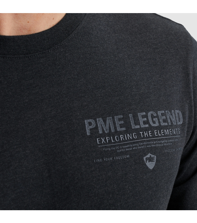 PME Legend Short sleeve r-neck melange jersey 5282 Carbon