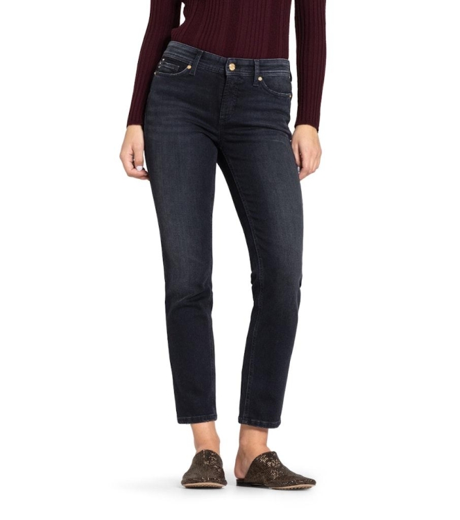 Cambio Piper cropped shadow effect 5324 Dark cozy well worn black denim