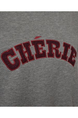 Freequent Embroidery pullover Med.grey mel w. port royale