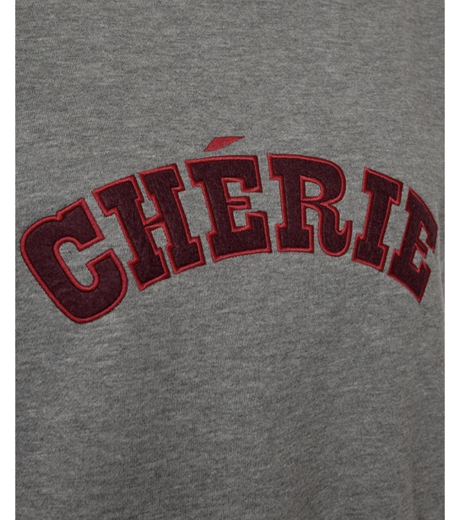 Freequent Embroidery pullover Med.grey mel w. port royale