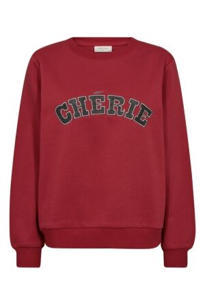 Freequent Embroidery pullover Chili pepper w. dark grey