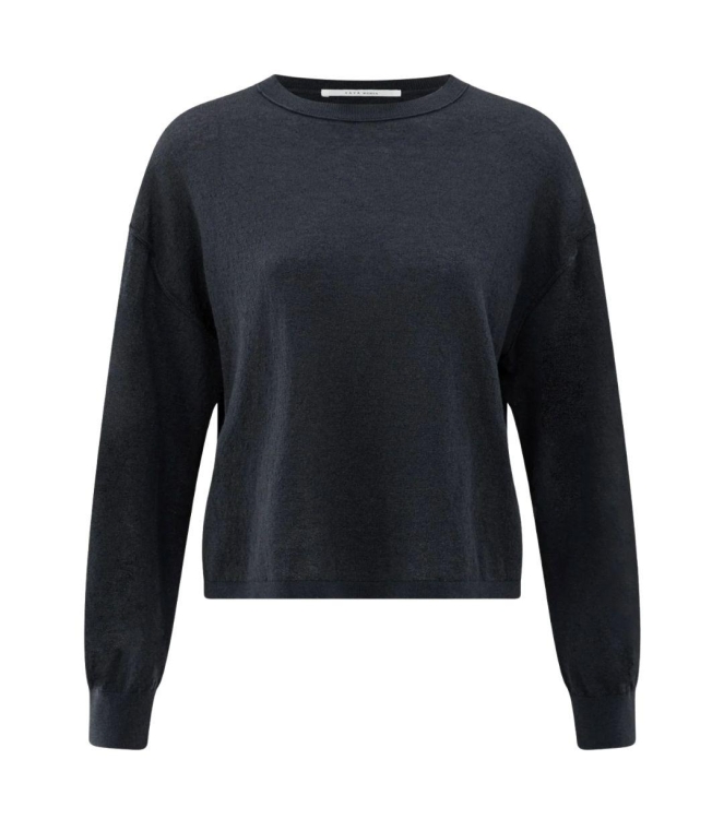 Yaya Textured round neck sweater ls 94016 Inkwell blue