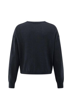 Yaya Textured round neck sweater ls 94016 Inkwell blue