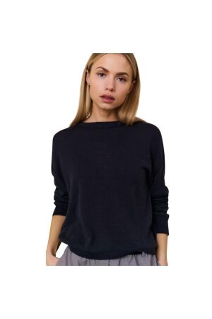 Yaya Textured round neck sweater ls 94016 Inkwell blue