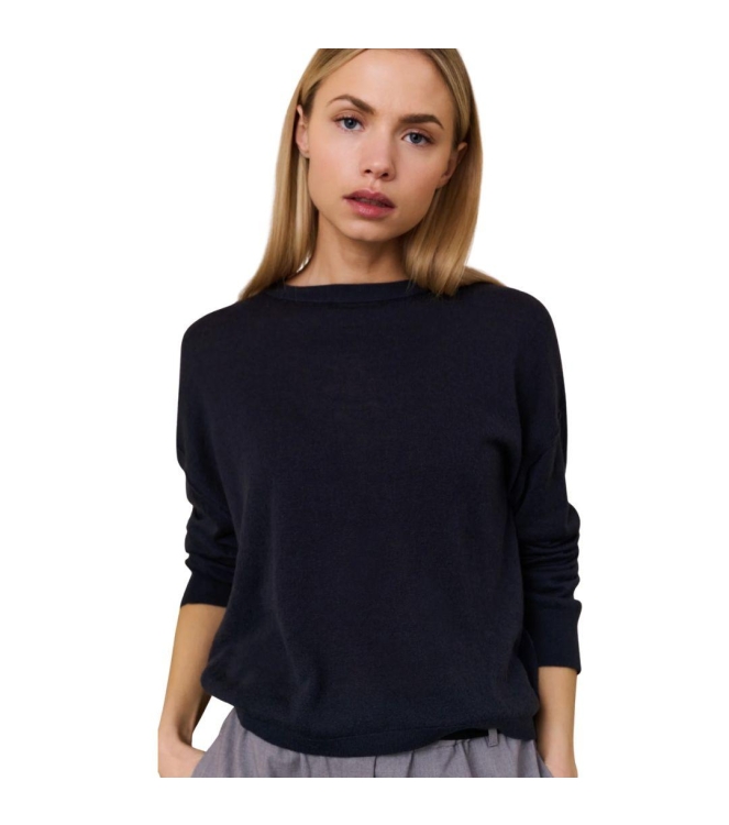 Yaya Textured round neck sweater ls 94016 Inkwell blue