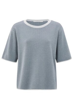 Yaya Jacquard knitted t-shirt 990011 Light grey melange