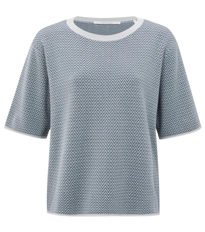 Yaya Jacquard knitted t-shirt 990011 Light grey melange