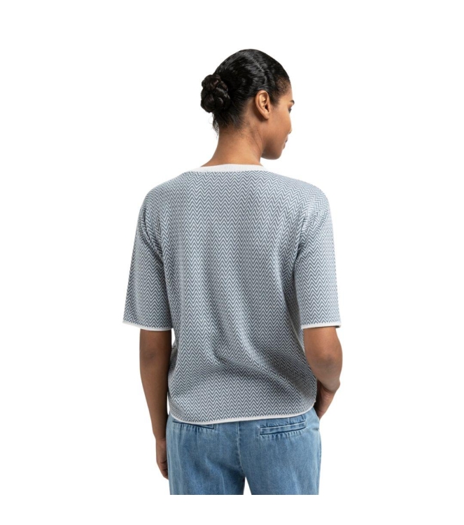 Yaya Jacquard knitted t-shirt 990011 Light grey melange