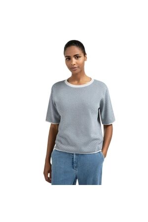 Yaya Jacquard knitted t-shirt 990011 Light grey melange