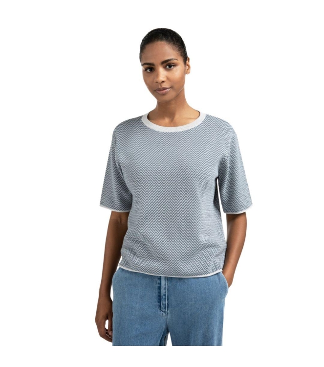 Yaya Jacquard knitted t-shirt 990011 Light grey melange