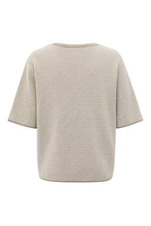 Yaya Jacquard knitted t-shirt 990061 Sand beige dessin