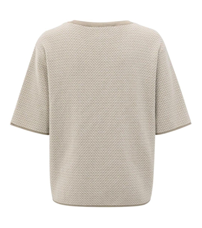 Yaya Jacquard knitted t-shirt 990061 Sand beige dessin