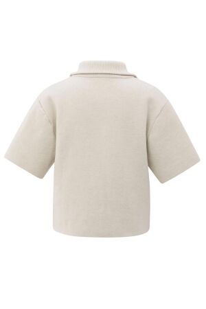 Yaya Short sleeve sweater with coll 99005 Chalk white