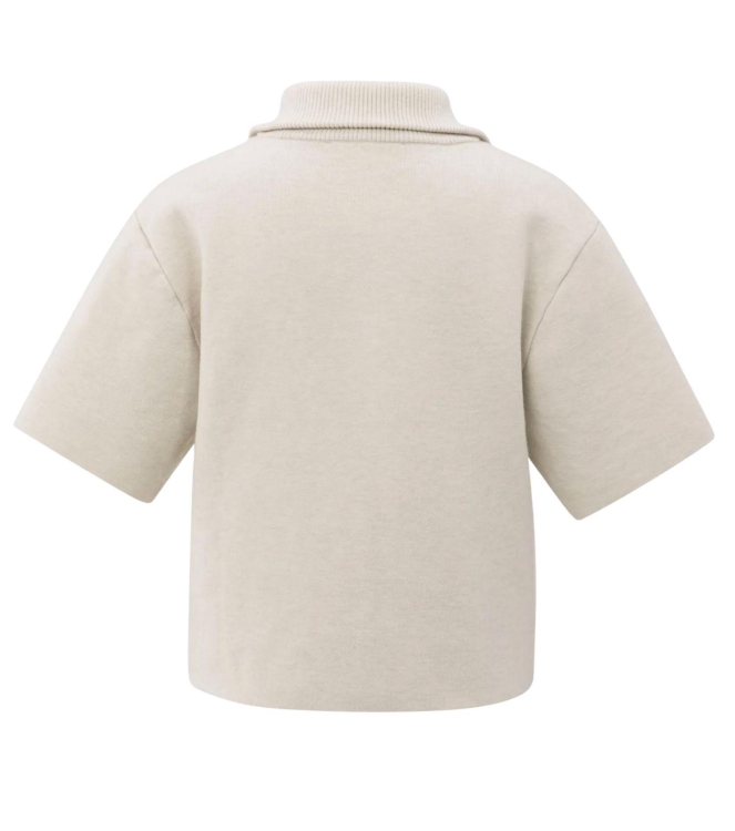 Yaya Short sleeve sweater with coll 99005 Chalk white