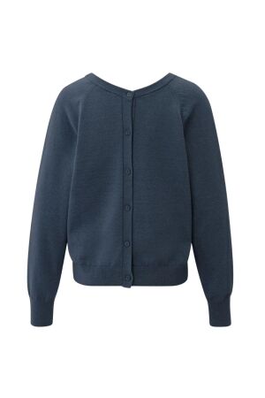 Yaya Double v-neck sweater with but 839182 China blue melange