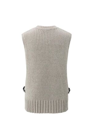 Yaya Rib stitch spencer with detail 990182 Brownish grey melange