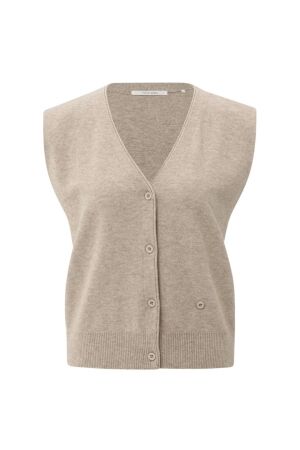 Yaya Knitted gilet a-symmetric butt 99007 Sand melange
