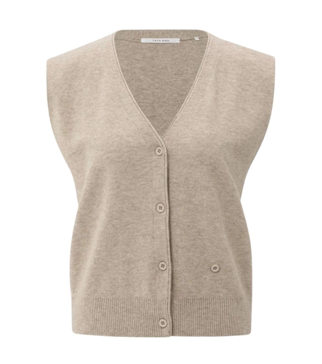 Yaya Knitted gilet a-symmetric butt 99007 Sand melange