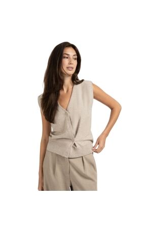 Yaya Knitted gilet a-symmetric butt 99007 Sand melange