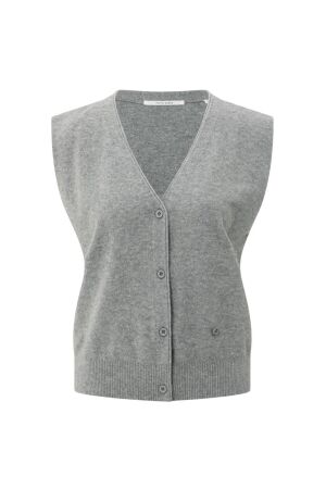Yaya Knitted gilet a-symmetric butt 99022 Medium grey melange