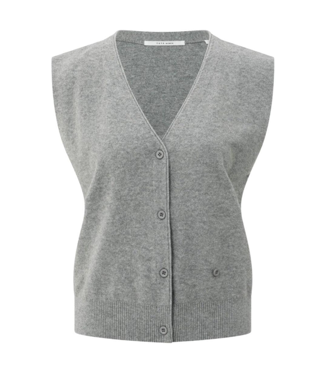 Yaya Knitted gilet a-symmetric butt 99022 Medium grey melange