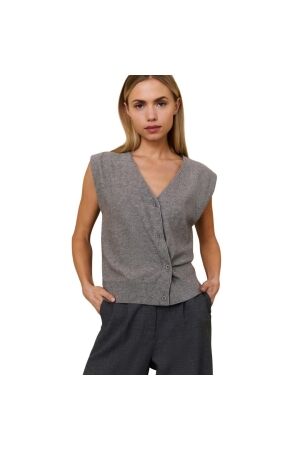 Yaya Knitted gilet a-symmetric butt 99022 Medium grey melange
