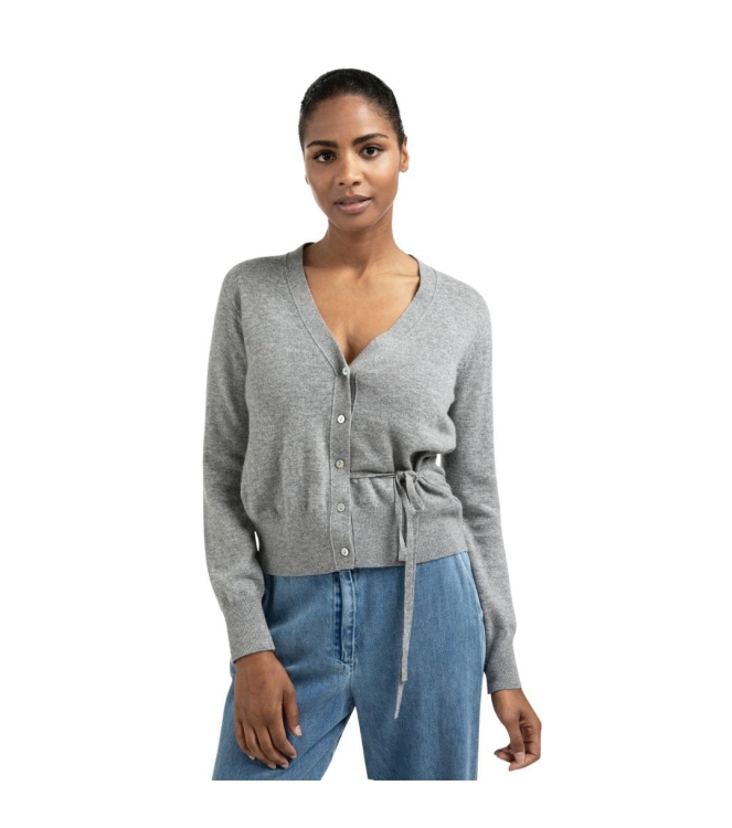 Yaya Cardigan with straps 99022 Medium grey melange