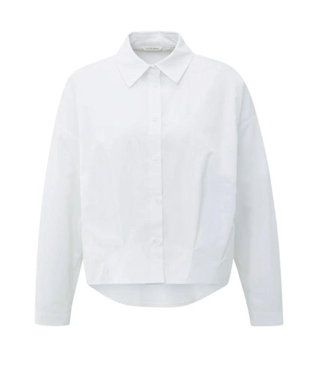 Yaya Poplin blouse with front pleat 00000 Pure white