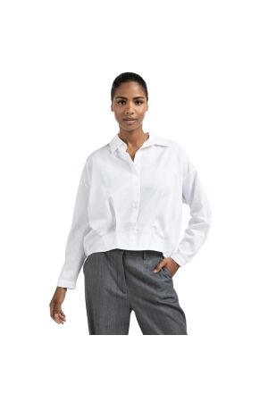 Yaya Poplin blouse with front pleat 00000 Pure white
