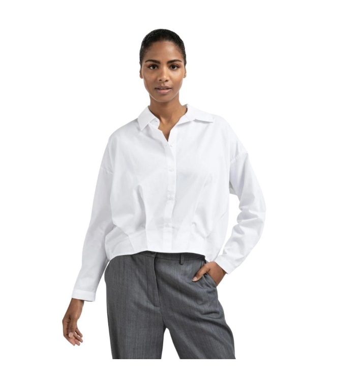Yaya Poplin blouse with front pleat 00000 Pure white