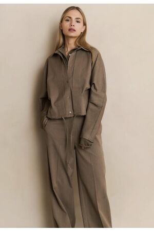 Yaya Blouse jacket with waist pleat 99008 Capers melange