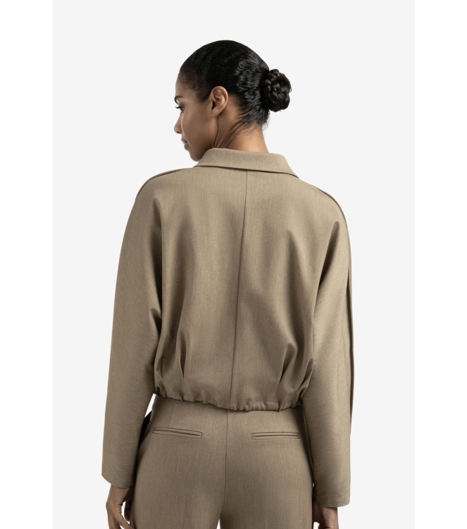 Yaya Blouse jacket with waist pleat 99008 Capers melange