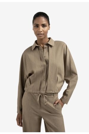 Yaya Blouse jacket with waist pleat 99008 Capers melange