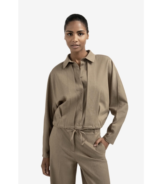 Yaya Blouse jacket with waist pleat 99008 Capers melange