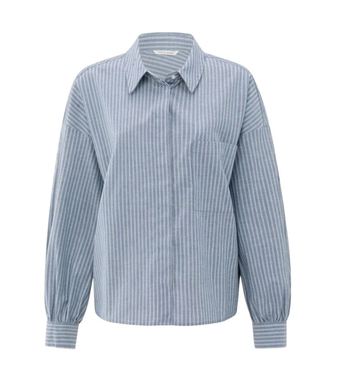 Yaya Striped blouse with pocket 990001 Vintage blue dessin