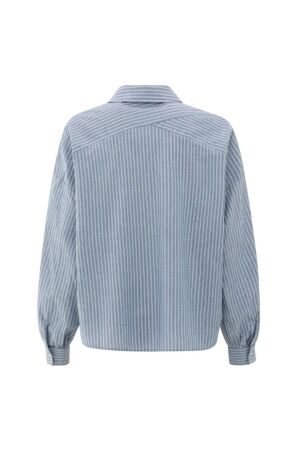 Yaya Striped blouse with pocket 990001 Vintage blue dessin