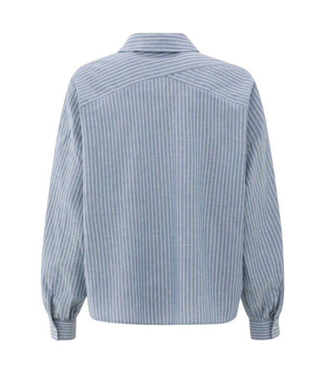 Yaya Striped blouse with pocket 990001 Vintage blue dessin