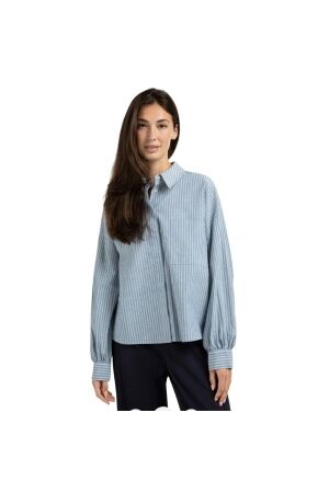 Yaya Striped blouse with pocket 990001 Vintage blue dessin