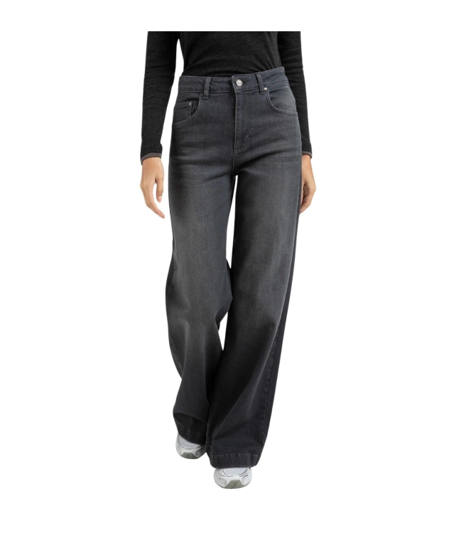 Yaya Hw loose wide denim - L34 01113 Grey denim