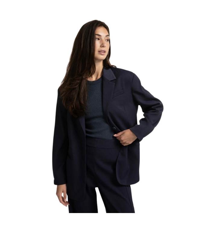 Yaya Woven loose fit blazer with bo 94016 Inkwell blue