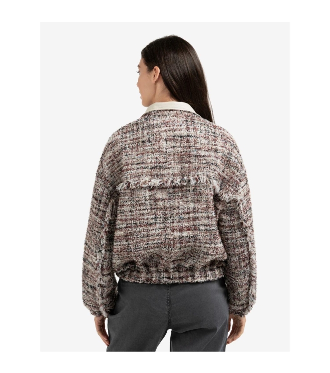 Yaya Boucle jacket with fringes 990161 Blush pink dessin