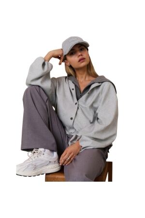 Yaya Woven oversized jacket 99021 Light grey melange
